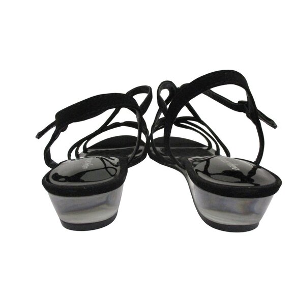EASY STREET Alive 5 Women's Black Strappy Clear Wedge Heel Sandals 10WW NIB - Picture 3 of 8